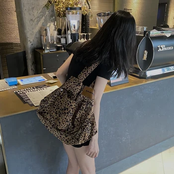 

Niche Design Fashion Leopard Print Tote Bag Women's Large Capacity Shopping Pack Korean Notebook Bag 2020 B681