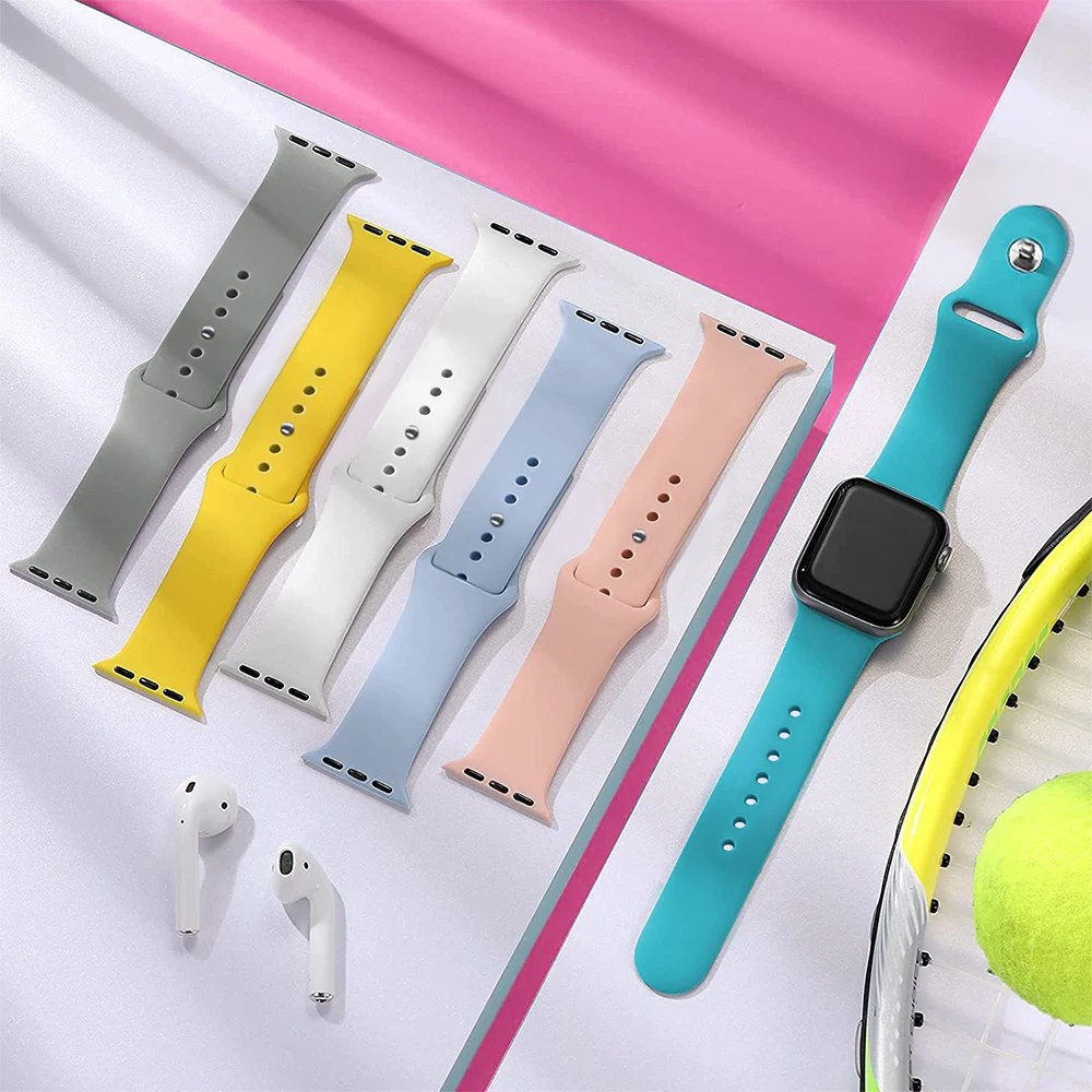 Silicone Strap for Apple Watch Band 45mm 41mm 44mm 40mm 42mm 38mm Correa Watchband Armband Bracelet iWatch Series 7 SE 6 5 4 3 2