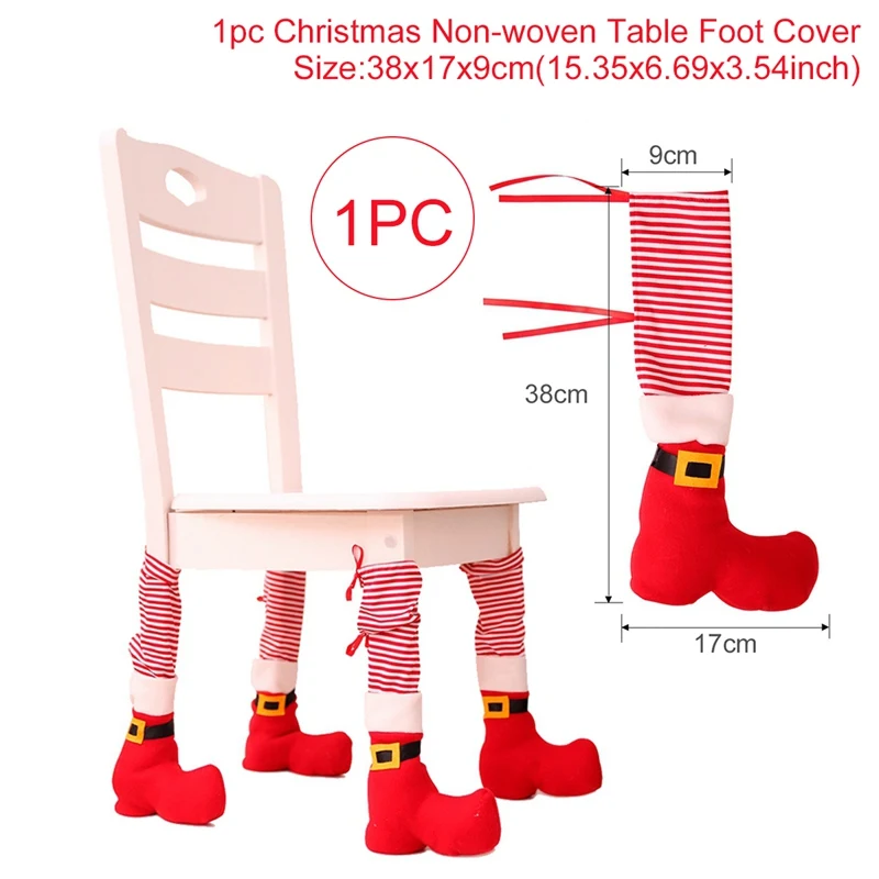 Red Chair Foot Cover FENGRISE 1 шт. Рождественский стол стул для ног покрытия для ног рождественские украшения для дома Рождественские декоративные украшения Рождественский подарок - Цвет: Red Chair Foot Cover