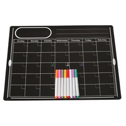 Autocollant mural magnétique pour enfants, tableau noir, calendrier hebdomadaire, calendrier, réfrigérateur, Message, écriture, effacement à sec 