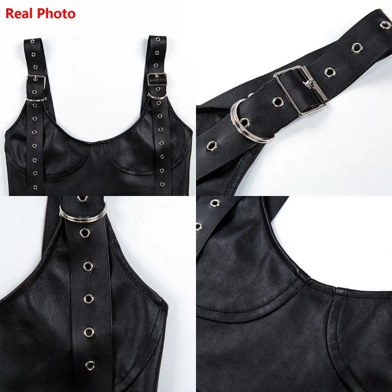 Helisopus Summer New Women Sexy Sleeveless Crop Top Black Slim Slim Short Buckle Tank Top Vest Camisole