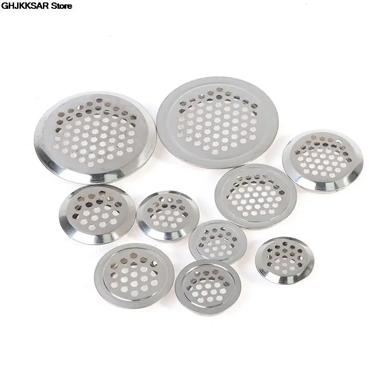 10pcs Round Cabinet Air Duct Vent Steel Louver Mesh Hole Plug Decoration Cover Wardrobe Grille Ventilation Systems Dia.19mm-53mm