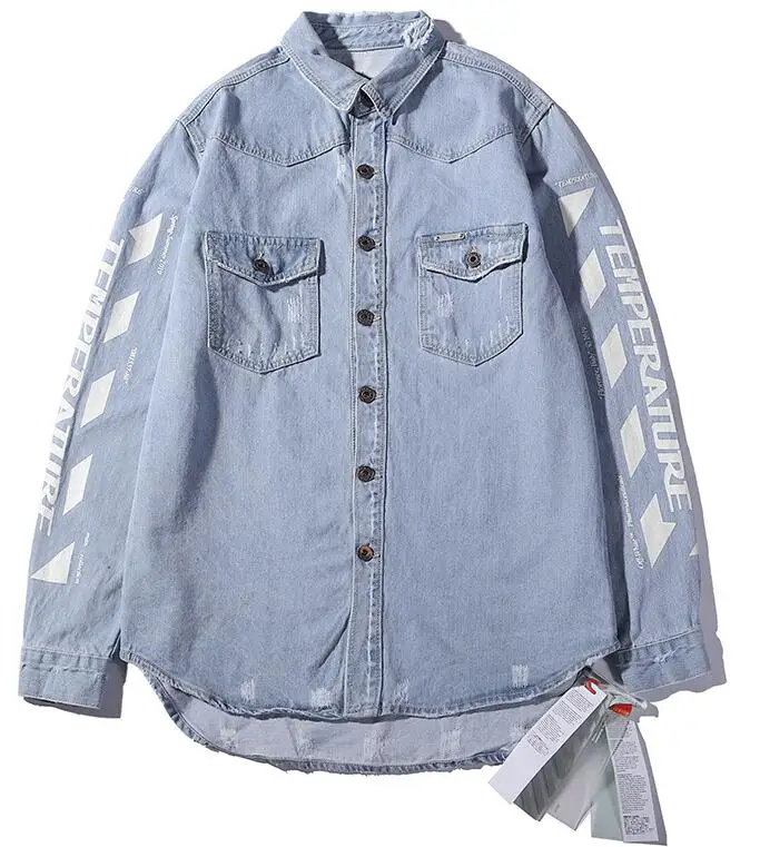 Off-White OW Мужская/Женская пара влюбленных моделей осень зима хлопок Мода Повседневная Джинсовая Куртка Свободная одежда толстовка - Цвет: Like the picture