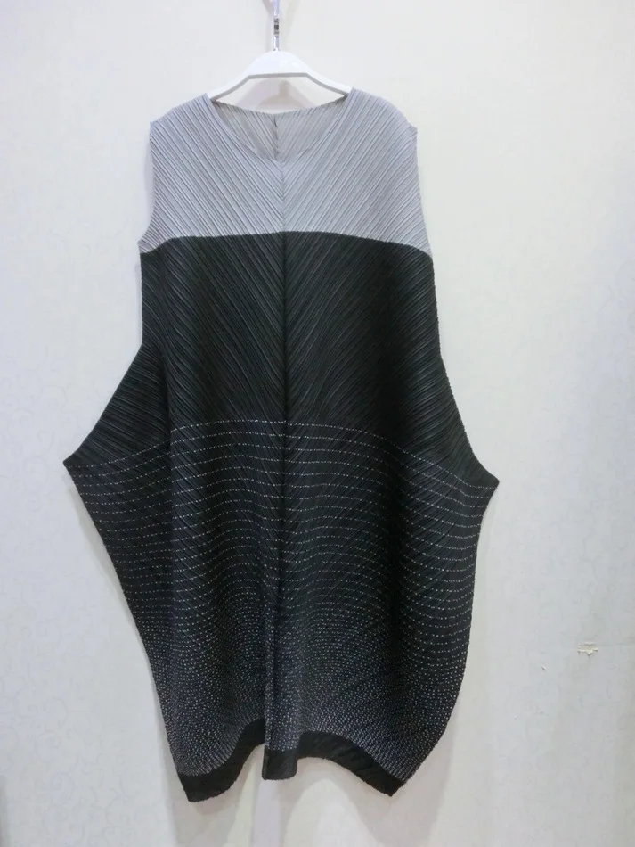 see chart Changpleat новые платья без рукавов и с принтом Miyak плиссированные Модные цвета, подходящие для большого размера нетипичный женский платье Tide D978 - Цвет: see chart