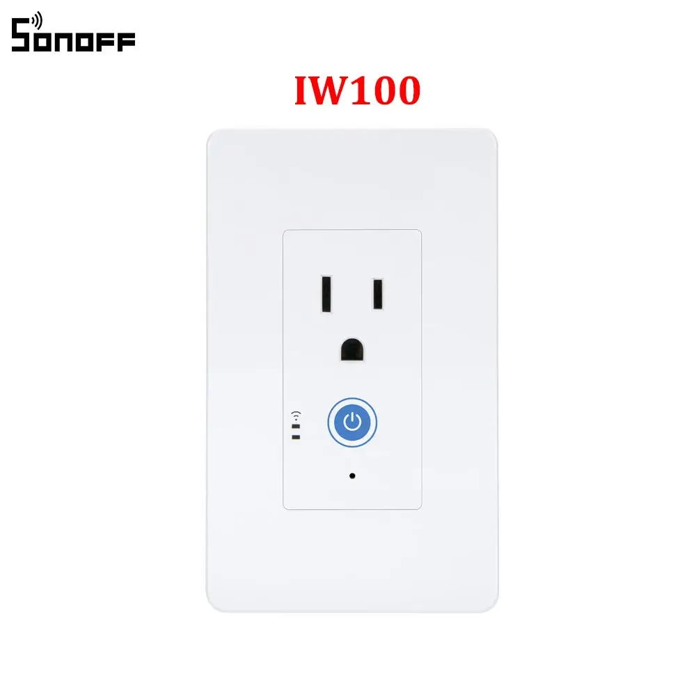IW100 US SONOFF IW100 US Wi-Fi розетка разъем 15A 1800 Вт умный контроль мощности настенный выключатель приложение голосовой LAN пульт дистанционного управления работает с Alexa - Цвет: IW100 US
