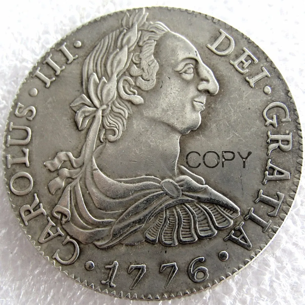 CAROLUS III. Dei Gratia 1776 медаль STREIKE NACHGEMACHT 8 Reales Посеребренная копия монет | Дом и сад