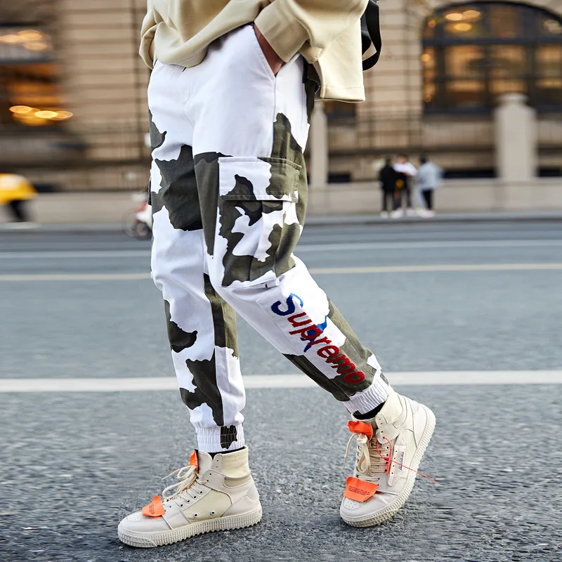 

2019 Spring And Summer New Style Men Camouflage Bib Overall Trend Beam Leg Large Size Casual Pants Cargo Pants Capri Pants