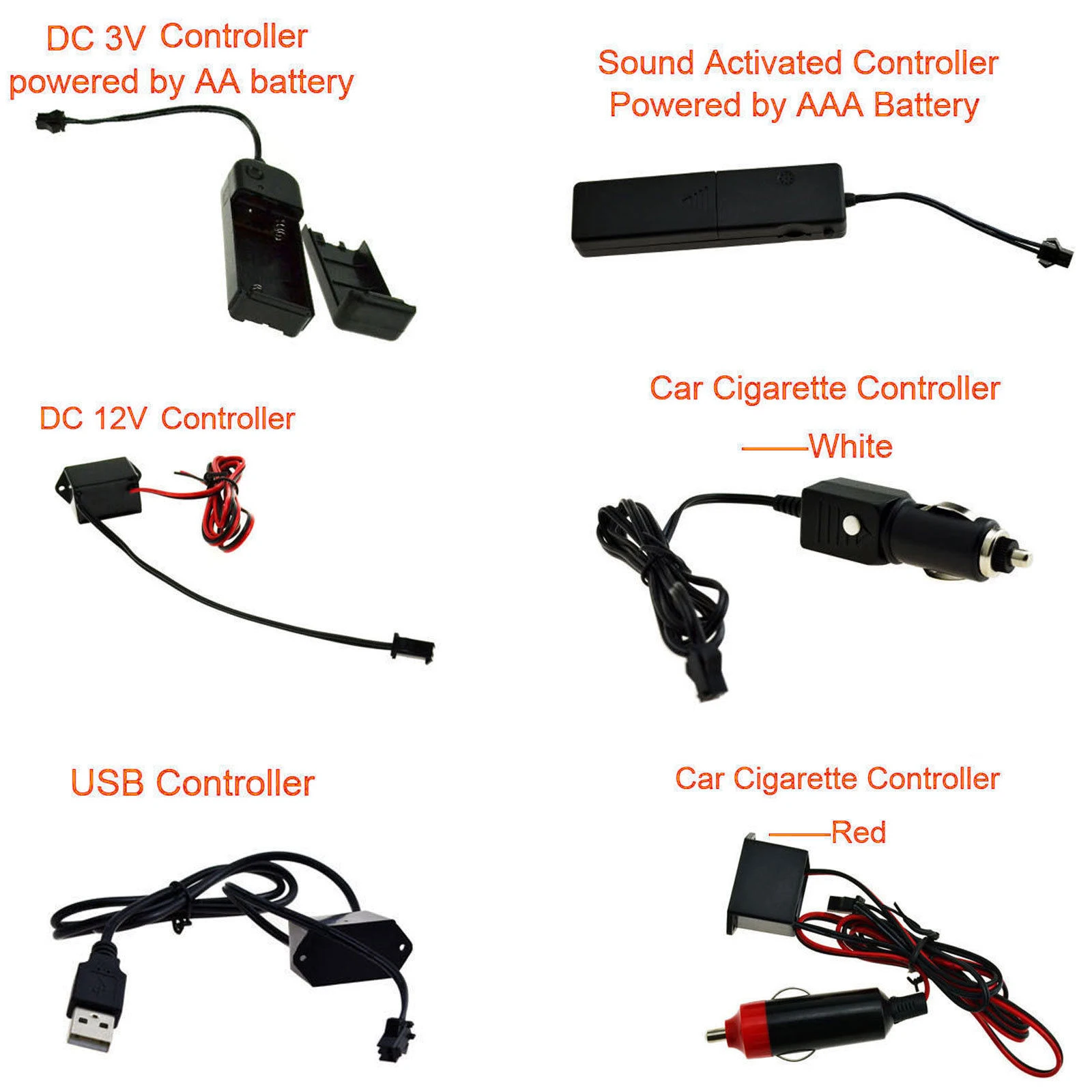 EL Wire 1 м светящиеся струнные полосы неоновый светодиодный фонарь с Инвертер контроллера 3 В/12 В/звуковая активация/USB/Автомобильная сигарета
