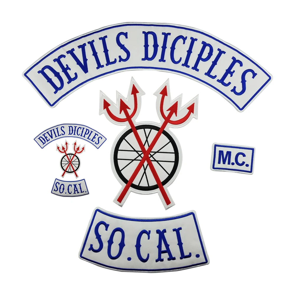 DEVILS DICIPLES Logo Embroidered Patches Iron on Full Back Size MC Stickers for Motorcycle Biker Patch Jacket Vest Club Emblem | Дом и сад