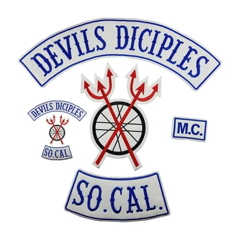 

DEVILS DICIPLES Logo Embroidered Patches Iron on Full Back Size MC Stickers for Motorcycle Biker Patch Jacket Vest Club Emblem