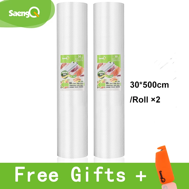 SaengQ вакуумные пакеты для пищевых продуктов, вакуумный упаковщик, пищевая свежесть, длительное хранение 12+ 15+ 20+ 25+ 30 см* 500 см, 5 рулонов/партия, пакеты для вакуумного упаковщика - Цвет: 30cm-2pcs