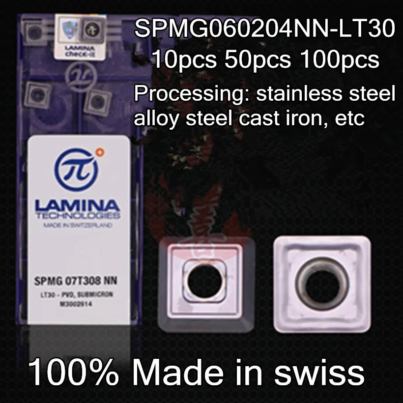 SPMG060204NN LT30 swiss Lamina твердосплавная вставка обработка: нержавеющая сталь, сталь, чугун