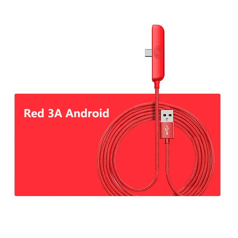 Usb type C Micro USB кабель 90 градусов локоть 5A кабель передачи данных для быстрой зарядки нейлоновая оплетка 1 м/2 м для samsung S9 Oneplus huawei Xiaomi - Цвет: Red 3A Android