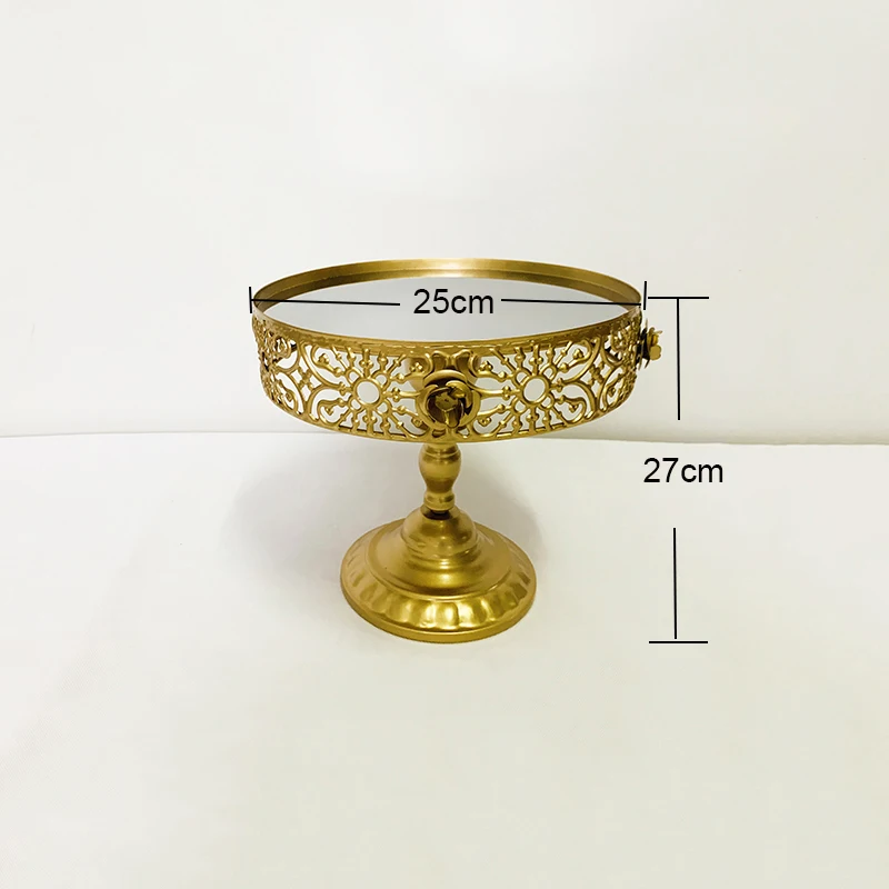 25cm 1pcs Золотой и белый металлическая, для подставки для пирожных, круглый кекс подставки, одежда для свадьбы, дня рождения десерт кекс пьедестал/Дисплей/пластина - Цвет: 25cm 1pcs