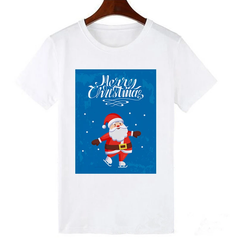 Эффектная Рождественская женская футболка, одежда для пар, Графический Женский Топ Kawaii, модные праздничные футболки, повседневная модная футболка с коротким рукавом - Цвет: 19bk1038-white