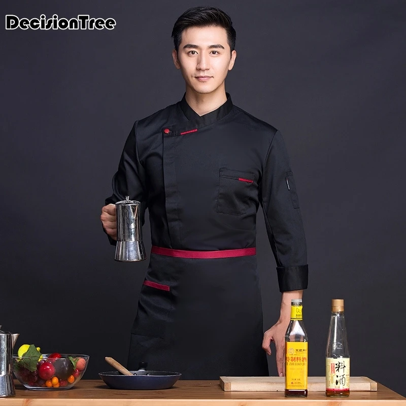 Унисекс повседневные Мягкие поварские куртки косой воротник двубортный кухонный Ресторан общественного питания еда serive Спецодежда
