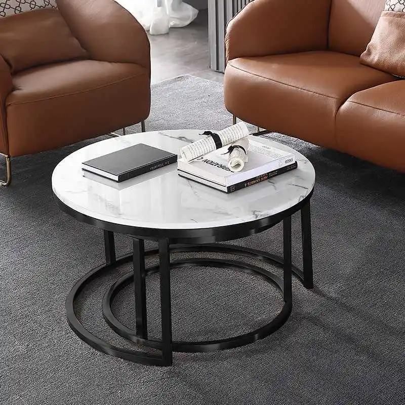  2 in 1 Living Room Coffee Tables wooden combination furniture round Two-tone Tea table adjustable s