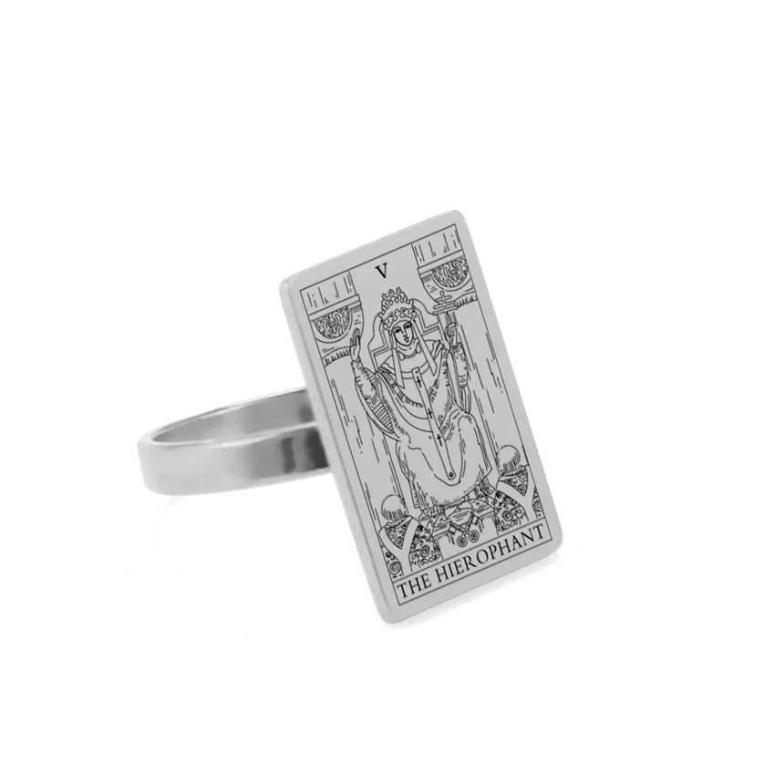 Dawapara Gold-Tone Tarot Card Stainless Steel Vintage Ring for Women - Major Arcana Inspired Jewelry