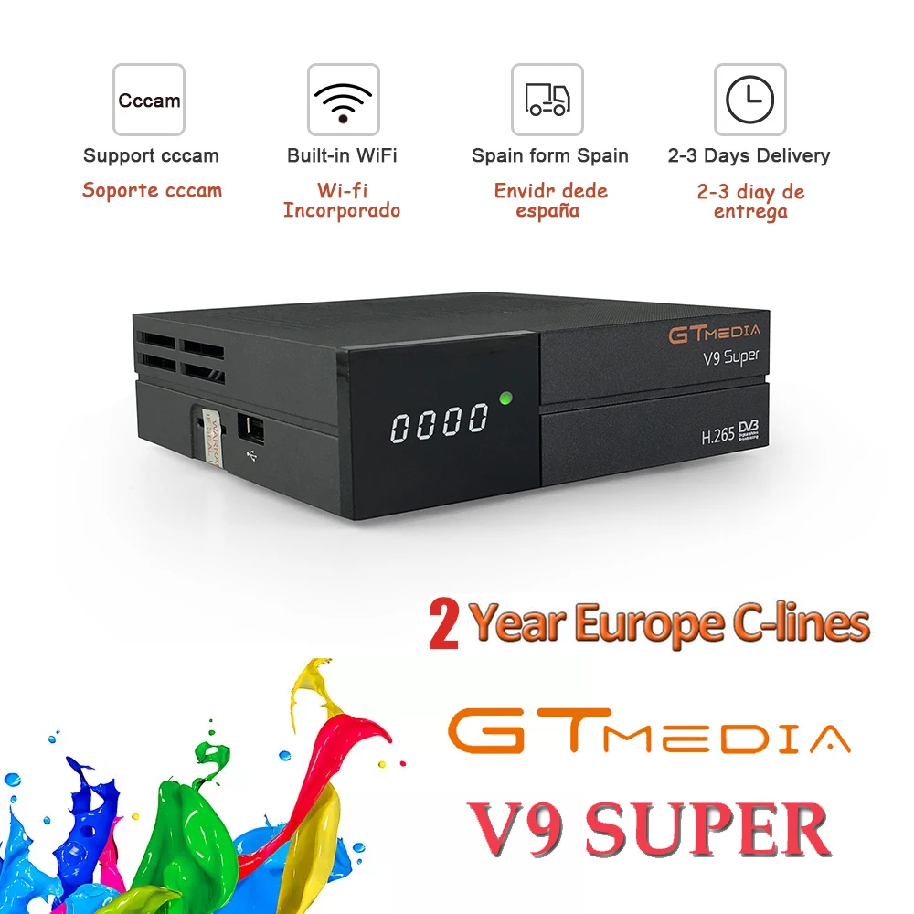 Freesat спутниковый ресивер GTMEDIA V9 Super HD 1080P DVB-S2 H.265 спутниковый декодер бесплатно 1 год 7 линия Испания cccam такой же как v8 nove