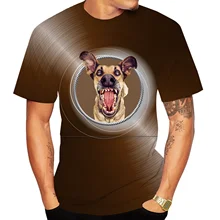 Собака Роар, собака печатных футболки для мужчин 3d футболки Топ тройник короткий рукав круглый вырез Футболка модная повседневная