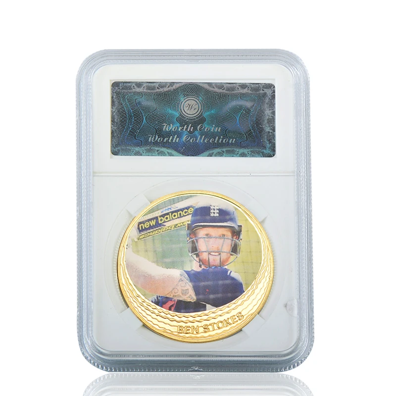 coin2 with case WR крикет суперзвезда бен Стоукс позолоченные Коллекционные монеты с держателем для монет вызов монеты Рождественский подарок для мужчин - Цвет: coin2 with case