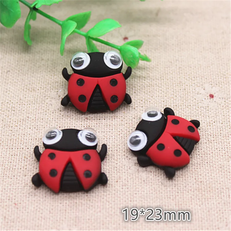 ladybug 10 шт. Милая Смола мультяшная пчела/Божья коровка/кролик/панда/Улитка/рыба с поворотным глазом резиновые кабошоны создание скрапбука своими руками/волос Лук центр - Цвет: ladybug
