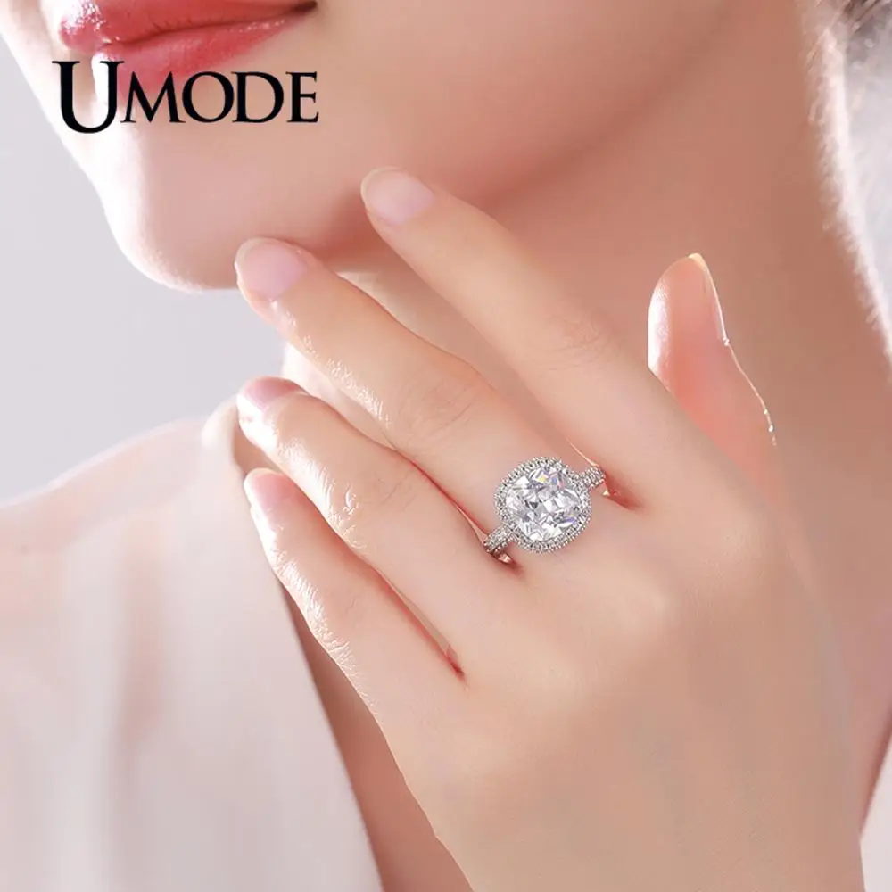 UMODE, ювелирное изделие,, модное, большое, роскошное, Cusion, циркониевое кольцо для женщин, новое, обручальное, обручальное, ювелирное изделие, кольца вечности AUR0576A