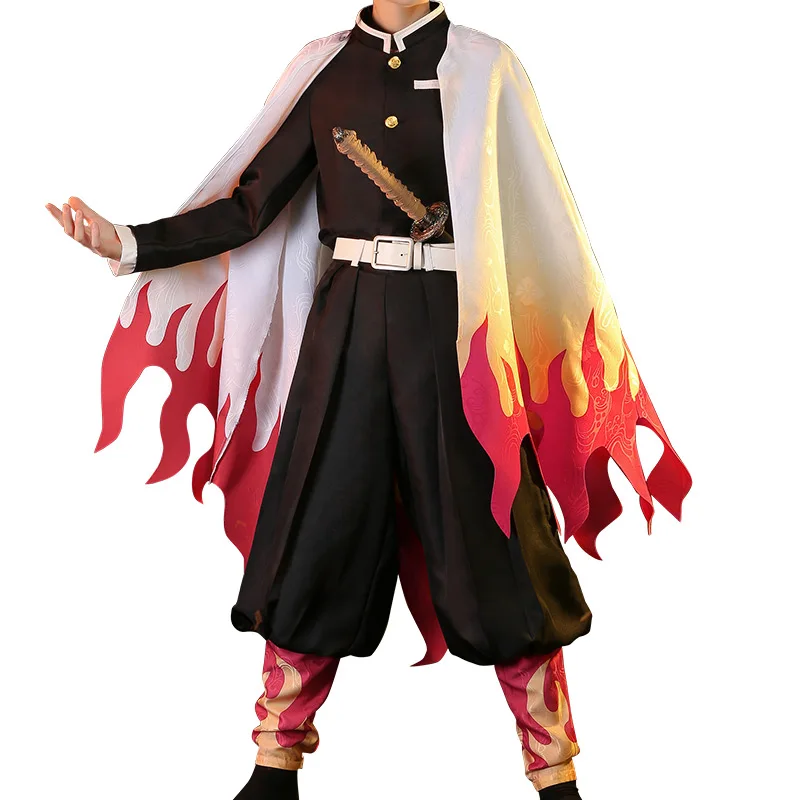 Costume Костюм для косплея «Demon Slayer Kimetsu no Yaiba Rengoku Kyoujurou», кимоно, униформа костюмы для Хэллоуина для мальчиков, одежда в стиле аниме, комплекты одежды - Цвет: Costume