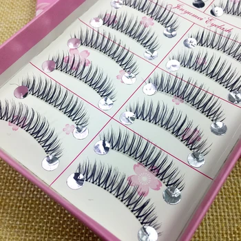 

YOKPN 10 Pairs Handmade Japanese Sharpened False Eyelashes Naturally Thick Cross Eyelashes Simulation Curling Bridal Makeup W10