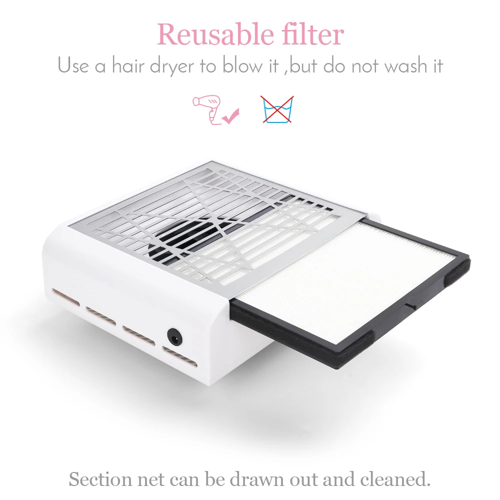

40W New Strong Power Nail Dust Collector Nail Fan Art Salon Suction Dust Collector Machine Vacuum Cleaner Fan