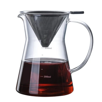 

Ecocoffee 600ml Heatproof Glass Coffee Percolator with Matel Filter Barista V60 Coffee Maker