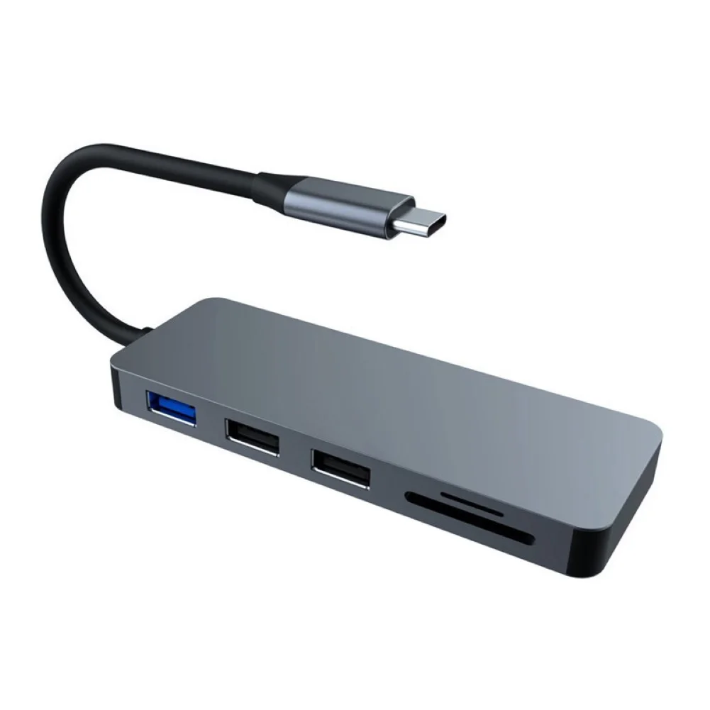 7 в 1 type-C PD до 4K HD HDMI USB3.0 2,0 Micro-SD TF Reader концентратор док-адаптер - Цвет: Серый