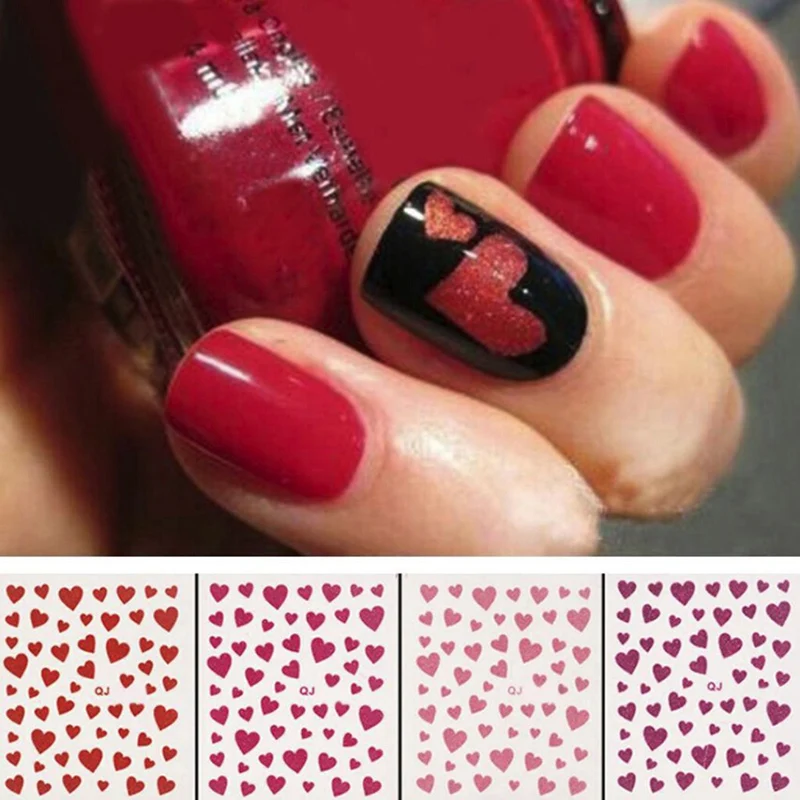 

1 Sheet Nail Art Beauty Water Decal Sweet Heart 3D Nail Sticker Gold Silver Black Sexy Red Nail Decal