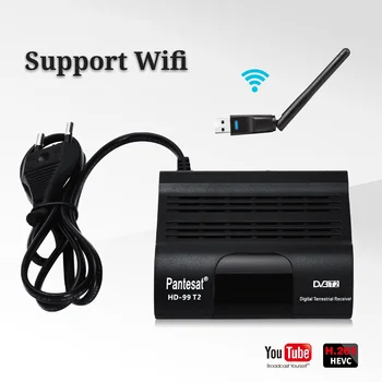 

HD-99 H. 265 DTB T2 Satellite TV Receiver Tuner USB WIFI Dongle Youtube EPG PVR Video Decoder Software Upgrade via USB