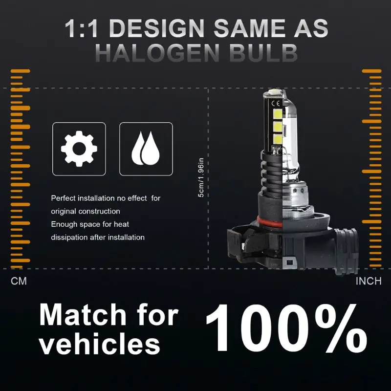 DC12V-H16-24 светодиодный лампы автомобиля анти-туман лампа пару белых светильник Замена для фар дальнего света автомобильной