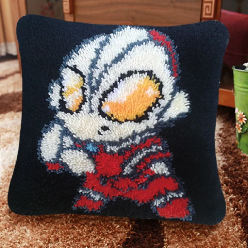 Latch Hook Rug Kits Latch Hook Cushion Yarn for Cushion Cover Altman Pillow Case Sofa Cushion Printed Canvas Home Decor Pillow F