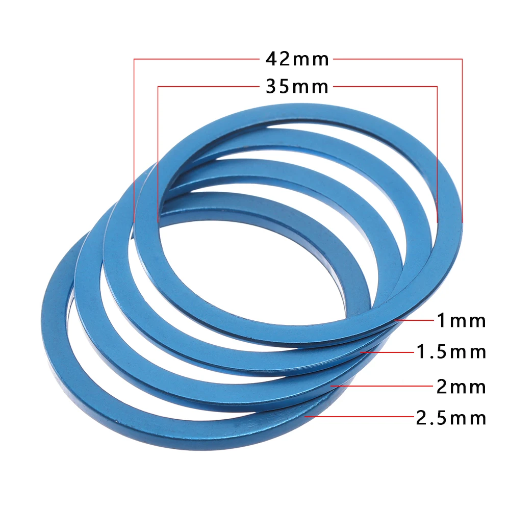 5pcs 1~2.5mm Aluminium Alloy Bicycle Flywheel Hub Spacers Bike Axle Washer Bicycle Parts