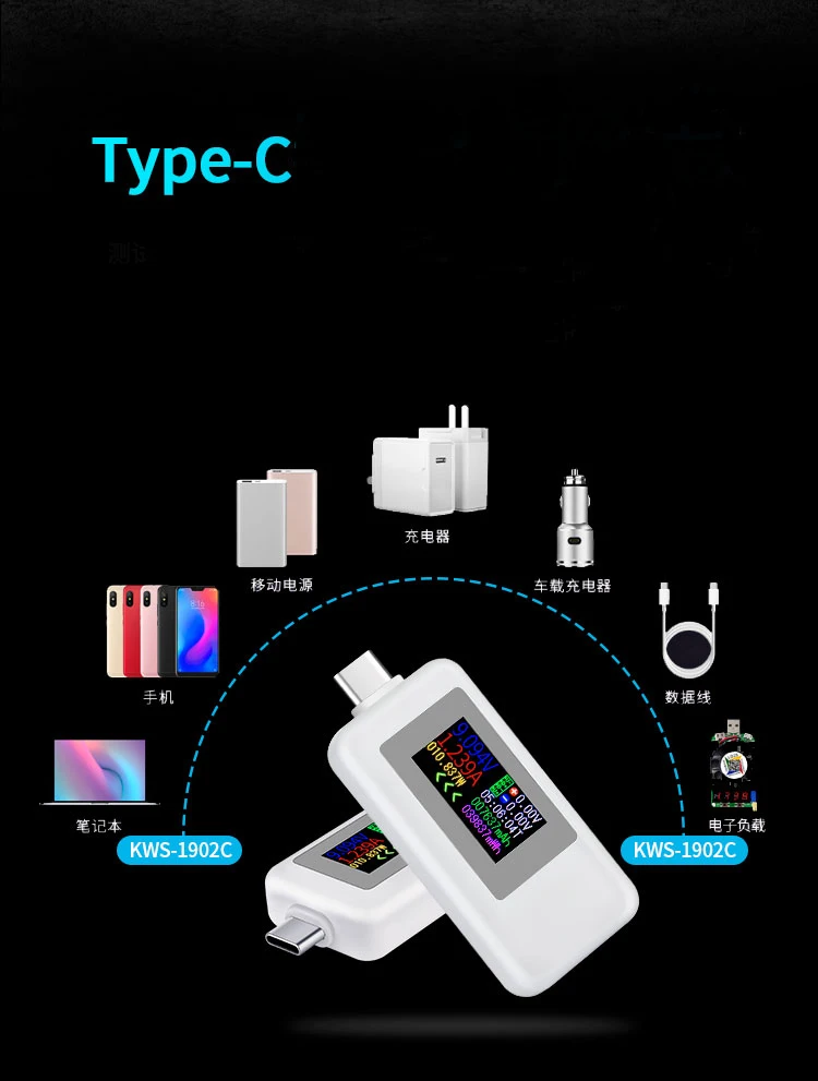 Тип-c тест er Напряжение Амперметр Быстрая зарядка USB инструмент измеритель тока Измерение температуры Высокая точность емкость тест