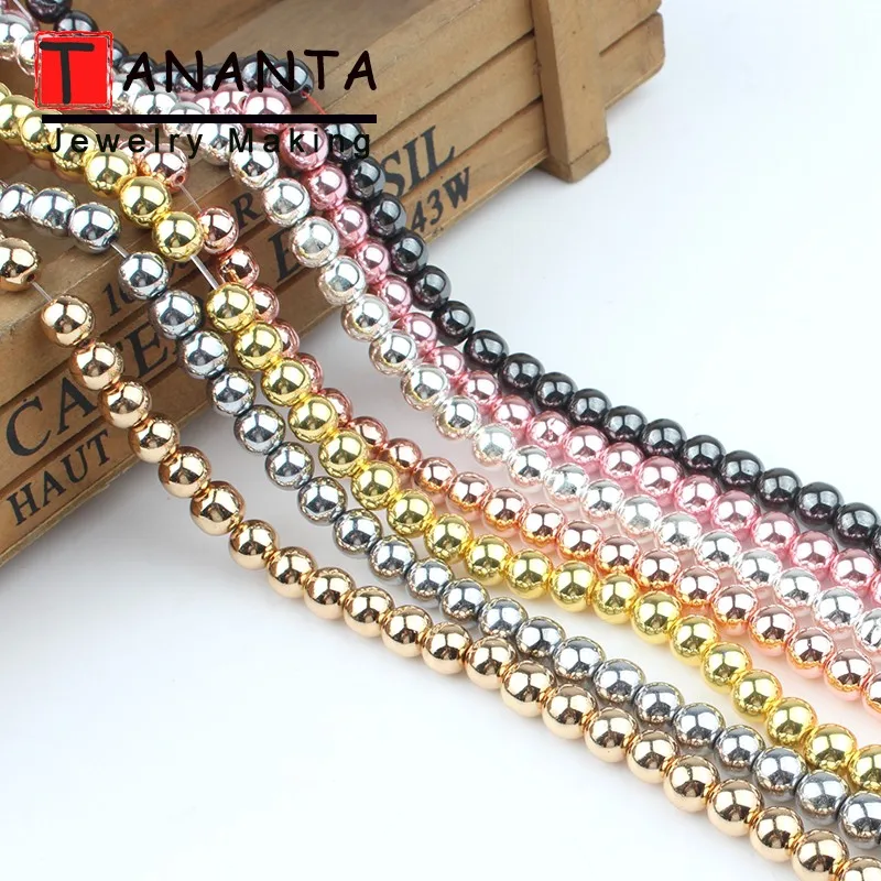 

Natural Rose Gold Black Hematite Beads Round Loose Stone Beads For Jewelry Making Diy Bracelets Necklace 2 3 4 6 8 10 mm 15 inch