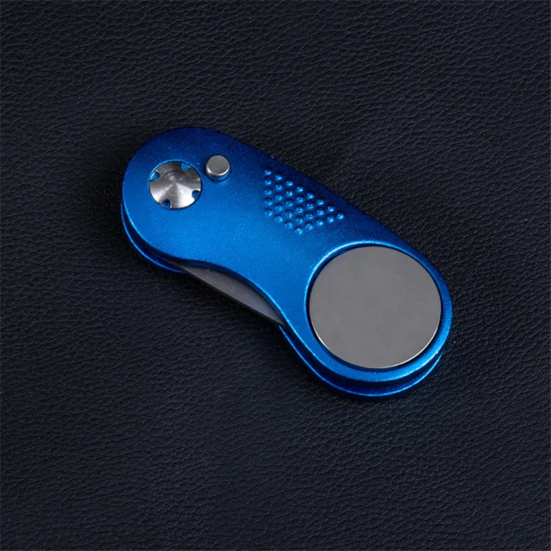 

Hot Metal Foldable Golf Divot Fork Tool with Button Magnetic Ball Marker Portable for Golf Club MVI-ing