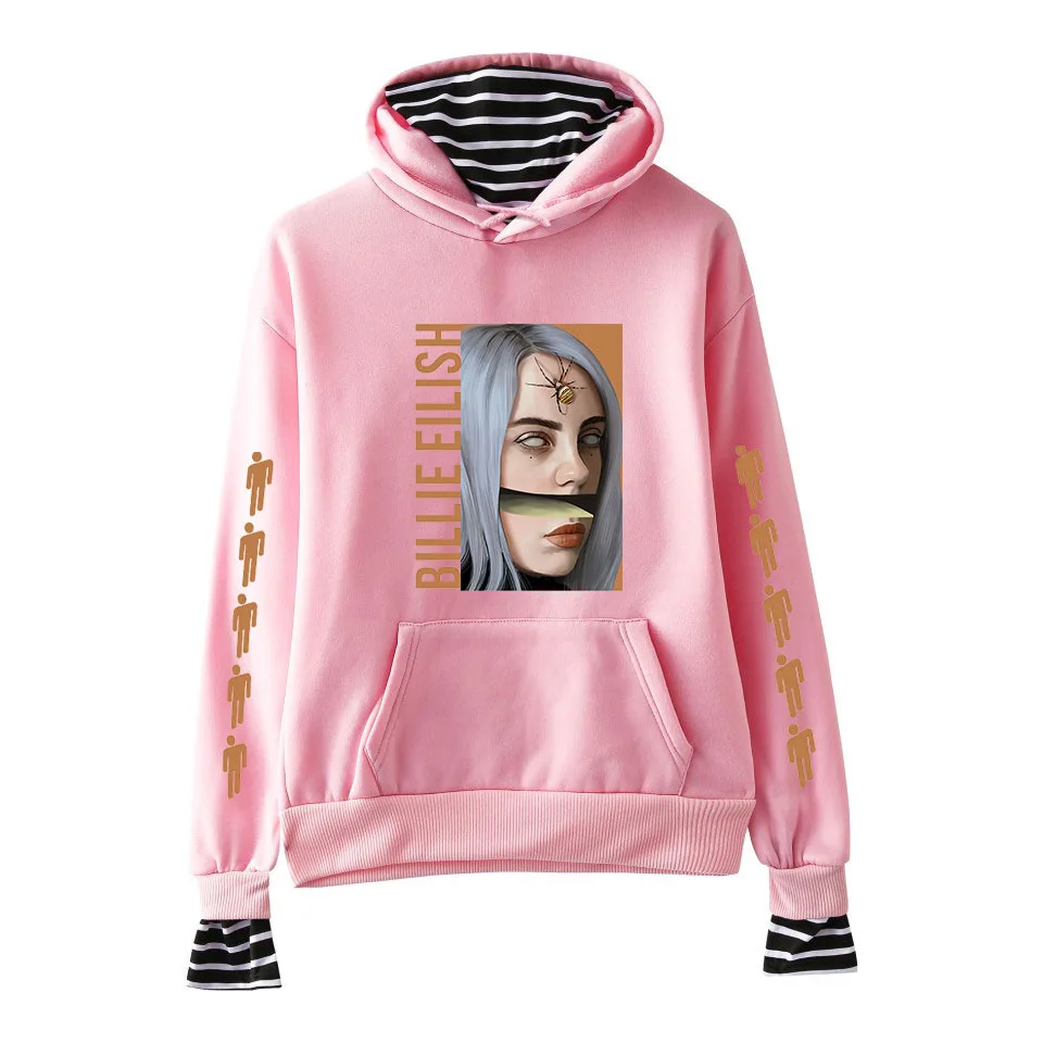 pink - style 3 Billie Eilish, для взрослых, унисекс, для женщин и мужчин, с буквенным принтом, толстовка с капюшоном, куртка, свитер, сшитый, стильный, в полоску, спортивный костюм для мальчиков - Цвет: pink - style 3