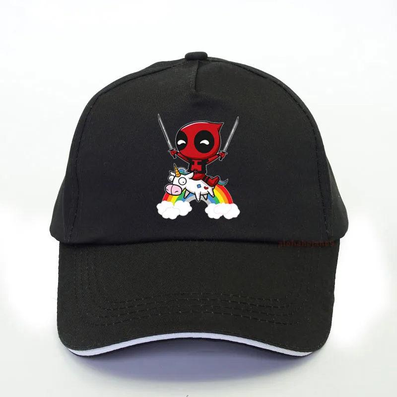 

Summer New movie Deadpool Men baseball cap Fans lovely hip hop cap Men women Cartoon Funny unicorn snapback hat