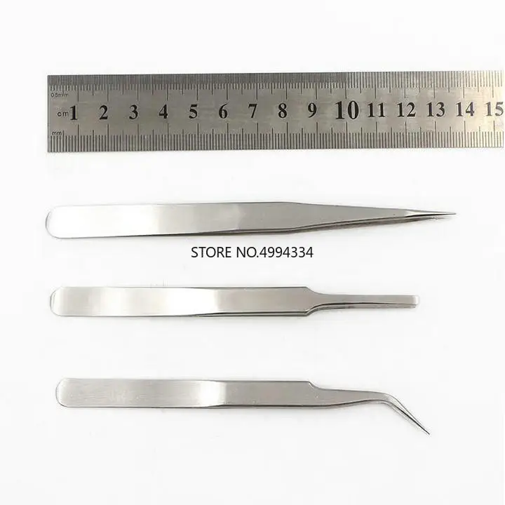 3pcs/set Thicken Stainless Steel medical Tweezers for Laboratory/repair tool etc