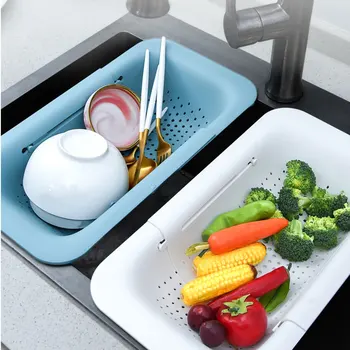 

Over the Sink Colander Strainer Basket Wash Vegetables Fruits Drain Dry Dishes Extendable Home Kitchen