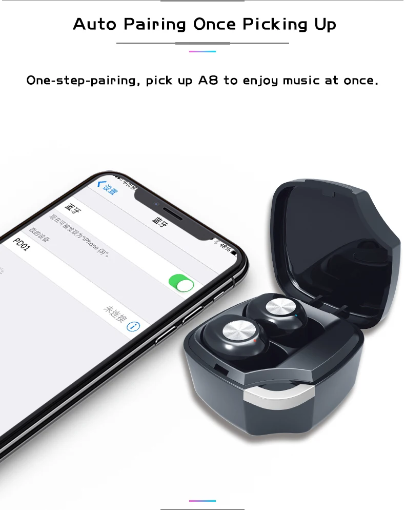 Bluetooth наушники TWS-A8 с веревочной зарядной коробкой Портативные модные наушники, наушники дизайн беспроводные наушники гарнитура для девушек