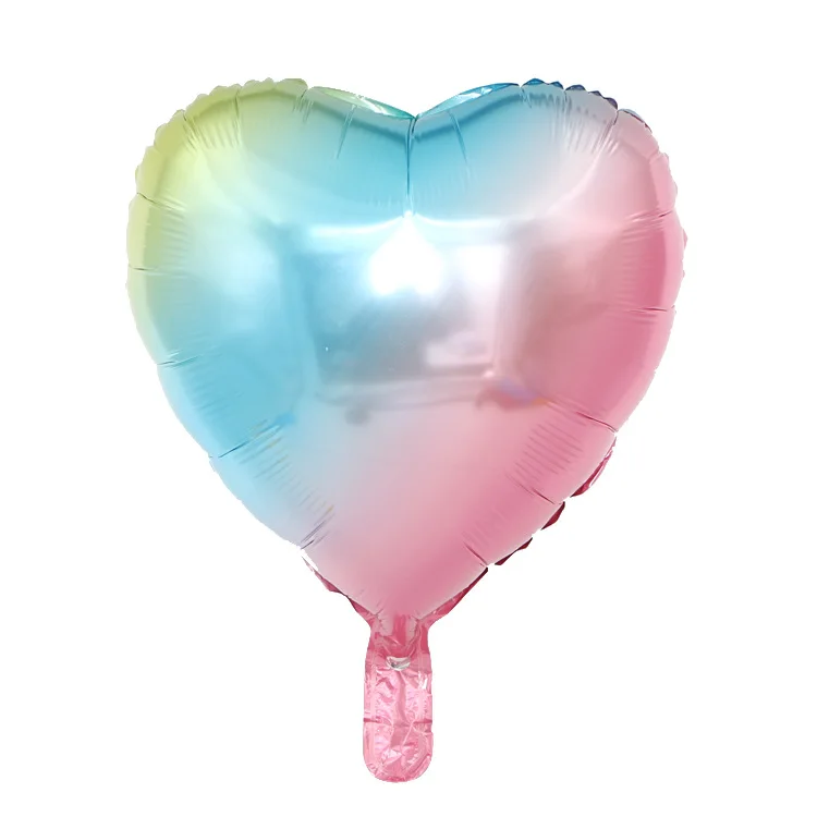 Трансграничной стиль 18-дюймовый сердце Форма Градиент Радуга воздушный шар из фольги для дня рождения Свадебные украшения плавающий воздуха Фольга
