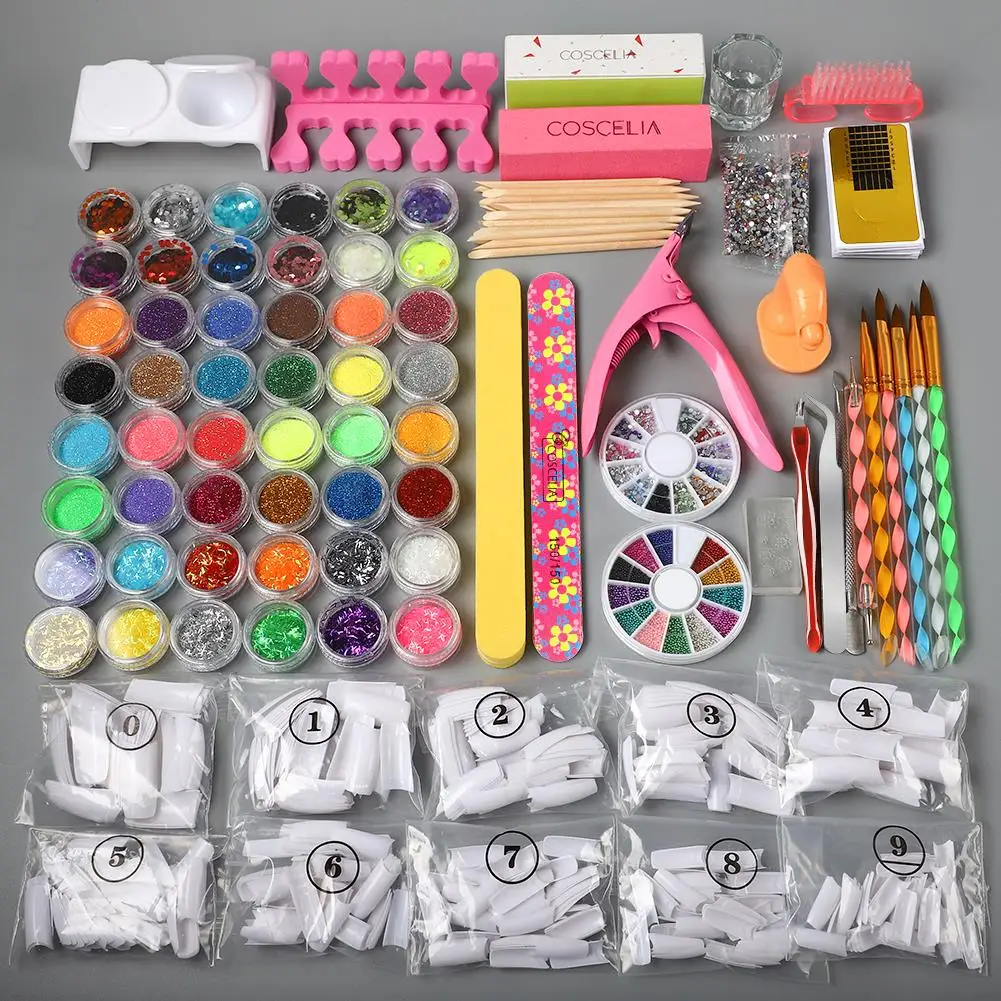 Acrílico em pó Conjunto para Manicure Glitter para Unha Acrílico Unha Extensão Conjunto Kit Dicas Cortador Arte Manicure Pro 120ml 4 para manicure prego extensão conjunto prego kit