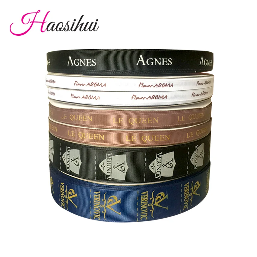 

HAOSIHUI 6mm-75mm New Ribbon Cheap Grosgrain Personalized Favors Printed Ribbon for Party Wedding Decoration 100yards/lot