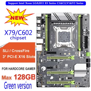 

X79P3 green QUAD Channel X79 motherboard ATX USB3.0 SATA3.0 LGA 2011 Gaming motherboard Support mainboard 128GB DDR3 REG ECC