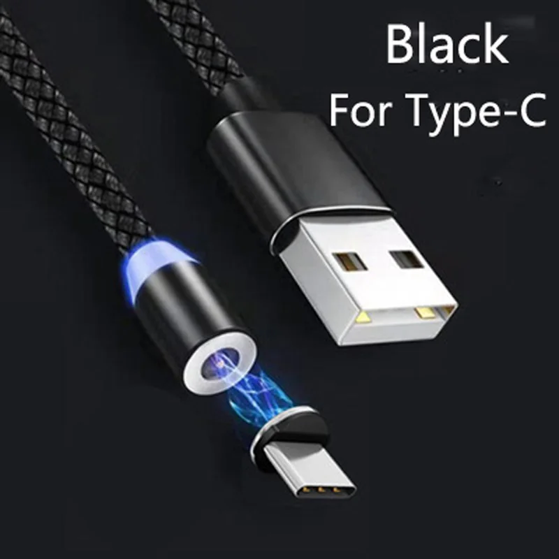 Магнитный кабель Micro usb type-C кабель для huawei Y5 Y6 Y7 Y9 P Smart Z honor 8X9X20 Xiaomi LG кабель для быстрой зарядки - Цвет: Black For Type-C